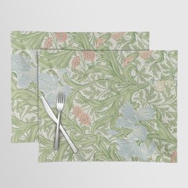 William Morris Green And Blue Iris Pattern Placemat