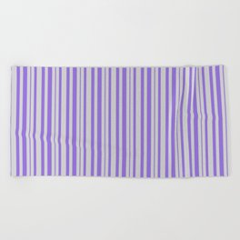 [ Thumbnail: Light Gray & Purple Colored Lines Pattern Beach Towel ]