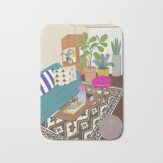 Home Series 1, interior, home, place, living room illustration Bath Mat