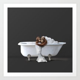 Orangutans in Bath Art Print