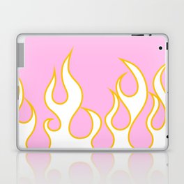 Fire - Colorful Retro Vintage Flame Art Design Pattern in Pink and Yellow Laptop Skin