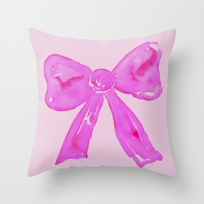Pink Bow Throw Pillow
