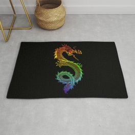 Traditional Chinese dragon in rainbow colors Area & Throw Rug