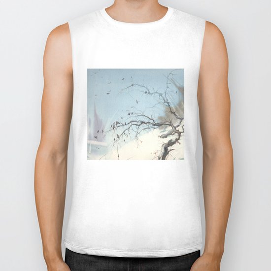 winter tree Biker Tank