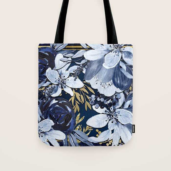 navy floral handbag