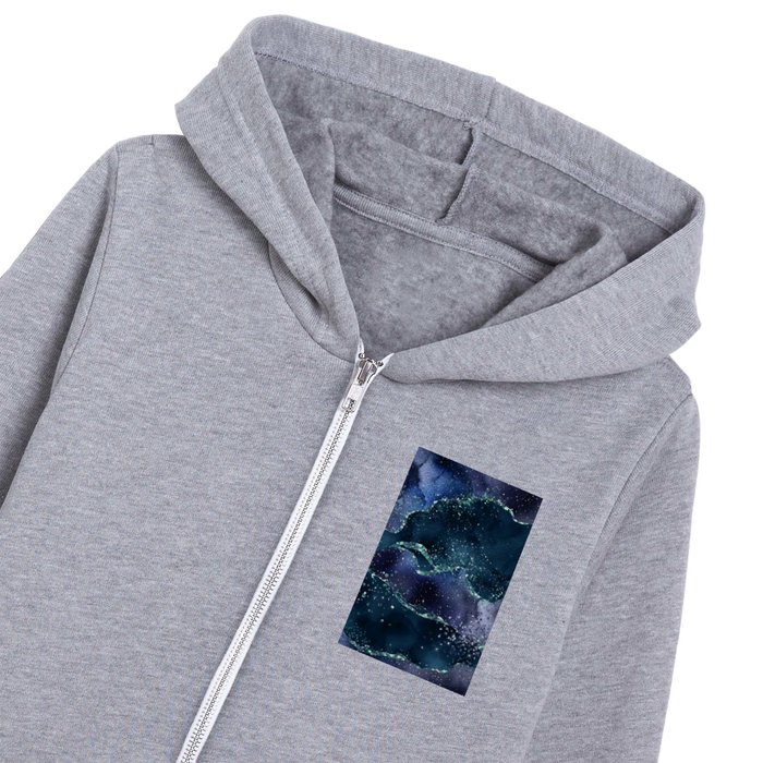 Navy Blue Glitter Agate Texture 06 Kids Zip Hoodie