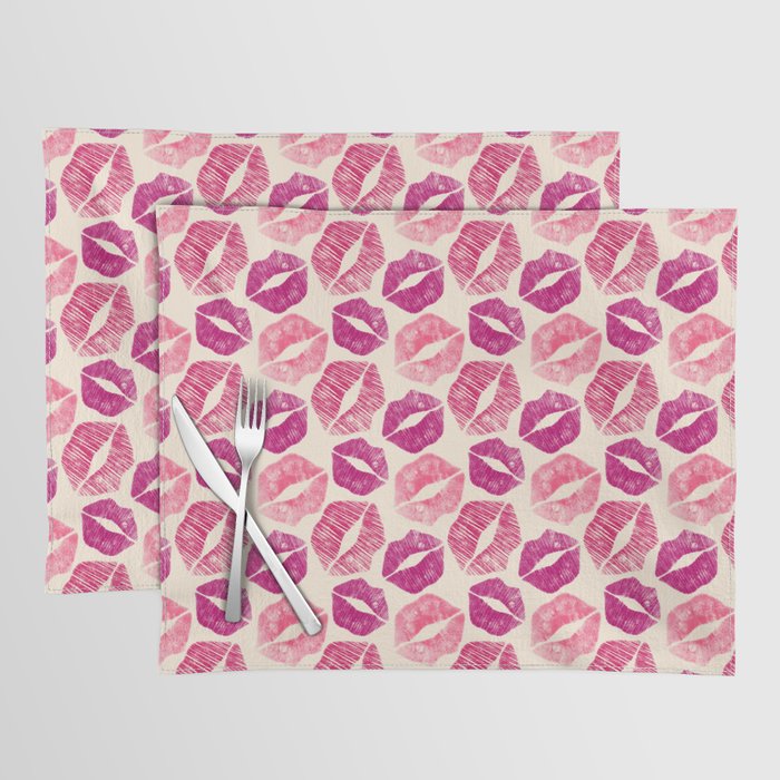 Pattern Lips in Pink Lipstick Placemat