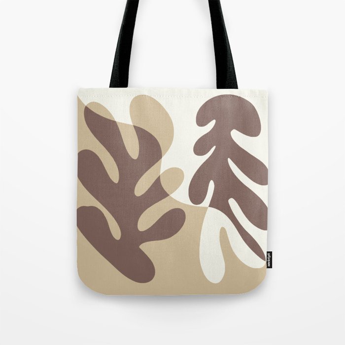 Abstract Matisse Organic Leaves Shapes \\ Cocoa Mocca Colors Tote Bag