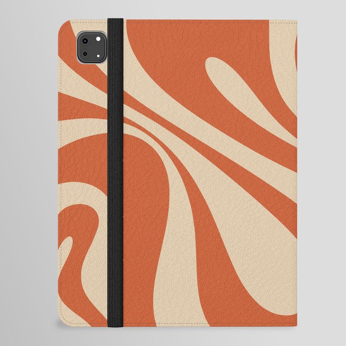 Mod Swirl Retro Abstract Pattern in Mid Mod Burnt Orange and Beige iPad Folio Case