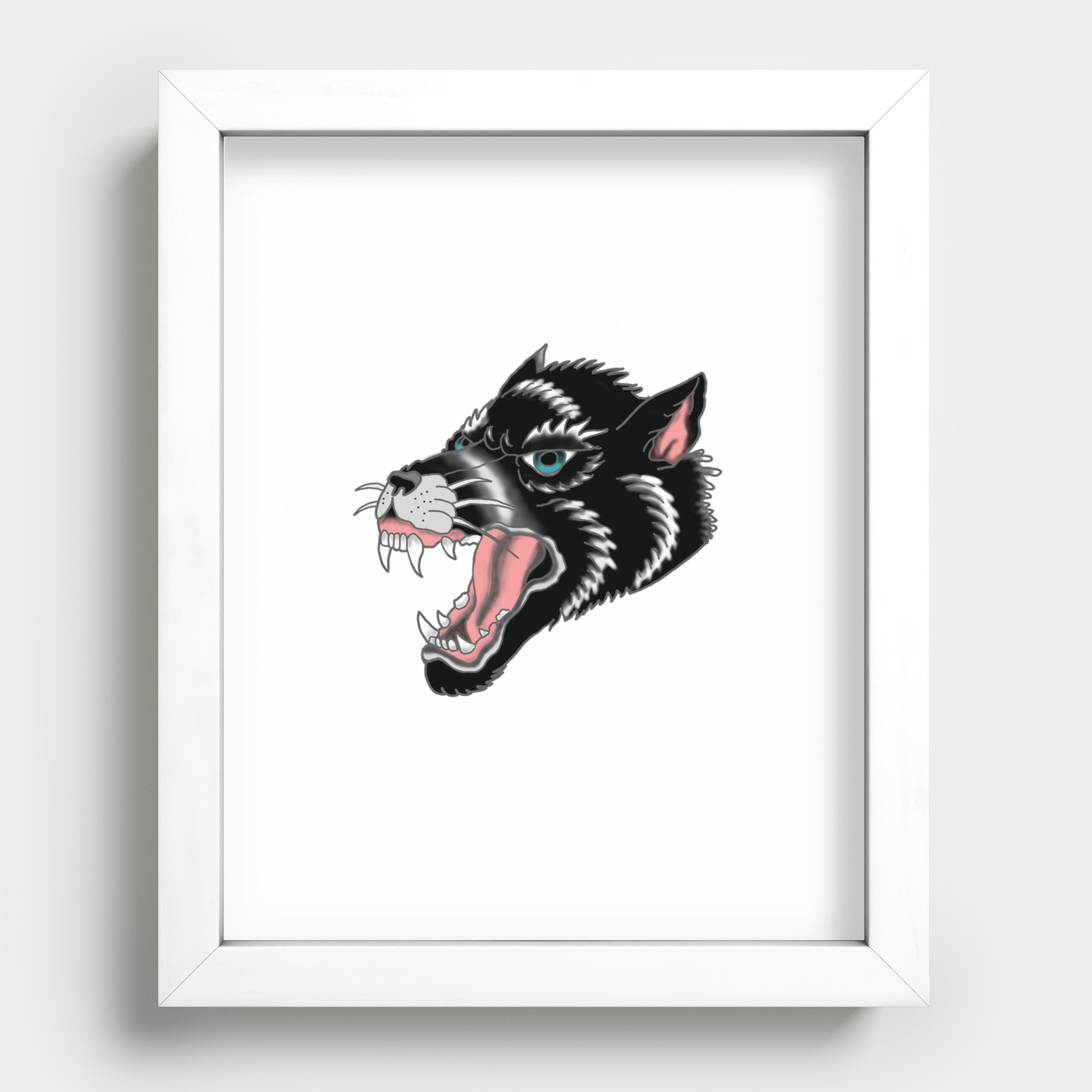 Traditional Wolf Tattoo Recessed Framed Print by OutletOrion | Society6