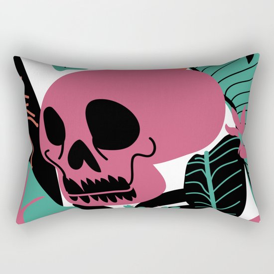 Floral Skull Rectangular Pillow