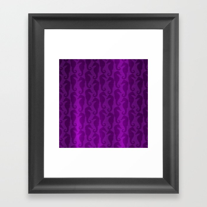 Purple Silk Metallic Seahorse Modern Collection Framed Art Print
