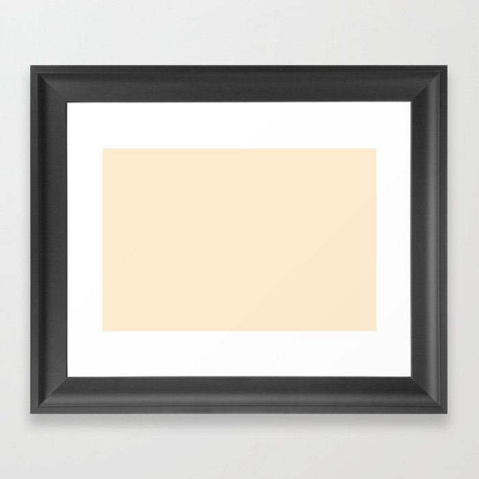 Blanched Almond Tan Solid Color Popular Hues Patternless Shades of Tan Brown - Hex #ffebcd Framed Art Print