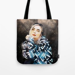 Woman In Black And White Checkered Hoodie Tote Bag