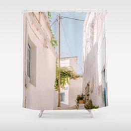 Greek Urban Street Photography - Picturesque and Traditional Village on the Greek Islands Shower Curtain