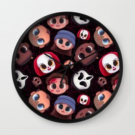 Creepy Cute Horror Pattern - The 90's Wall Clock