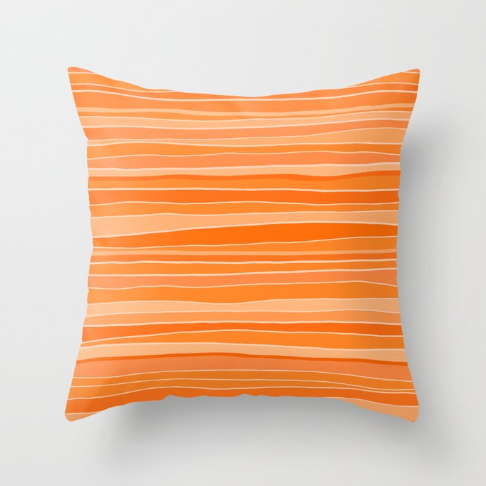 Retro Orange Stripes Throw Pillow