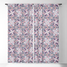 Purple Pink and Blue Flower Power Pattern Blackout Curtain