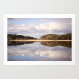 Natural Reflections On A Lake And Beautiful Clouds #decor #society6 #buyart Art Print