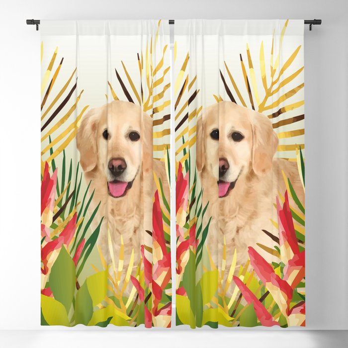Golden Retriever Dog Garden Blackout Curtain By Move Art