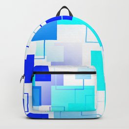 Rhapsody In Blue - Midcentury Modern Abstract - Blue, White Backpack