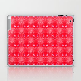 Retro Red Cat Silhouettes Hot Pink Eyes Mini Laptop Skin
