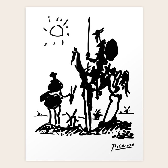 Pablo Picasso Don Quixote 1955 Artwork Shirt, Reproduction Art Print by Art-o-rama Shop - X-Small