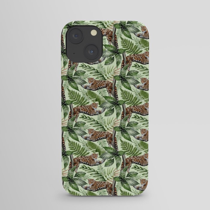 Rain Forest Leopards Leaves Pattern iPhone Case