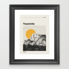 Retro Travel Poster, Yosemite National Park Collage Framed Art Print