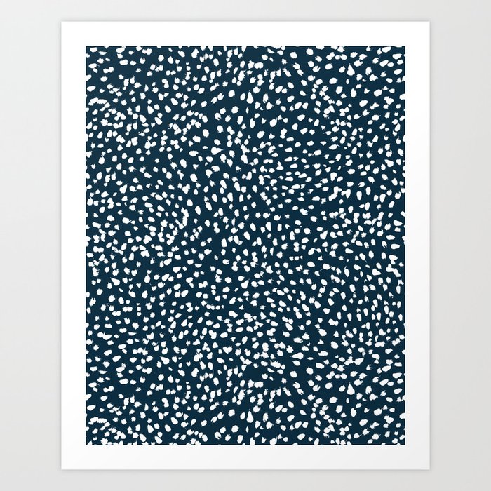 Navy Dots abstract minimal print design pattern brushstrokes painterly painting love boho urban chic Art Print