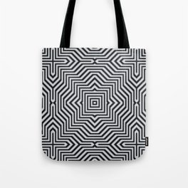 Minimal Geometrical Optical Illusion Style Pattern in Black & White Tote Bag