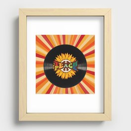 Teach Peace Sunflower Retro Record Recessed Framed Print