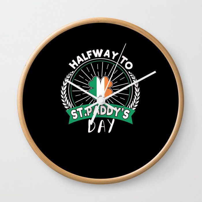 Leprechaun Shamrock Halway To Saint Patrick's Day Wall Clock