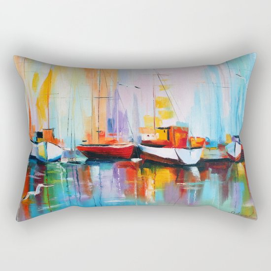 Boats at the dock Rectangular Pillow