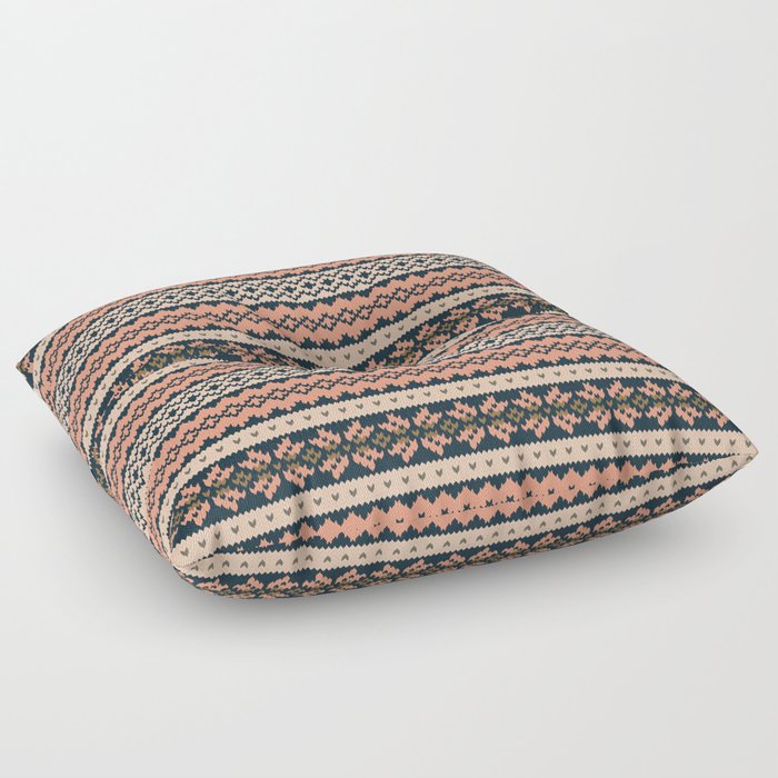 Sweater Weather - Cream/Navy/Gold/Coral/Moss Floor Pillow