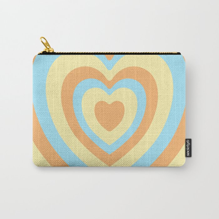 70s Hypnotic Heart Pattern Carry-All Pouch