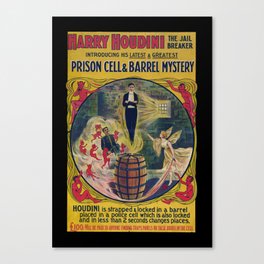 Original Harry Houdini Poster (Prison Breaker) Canvas Print