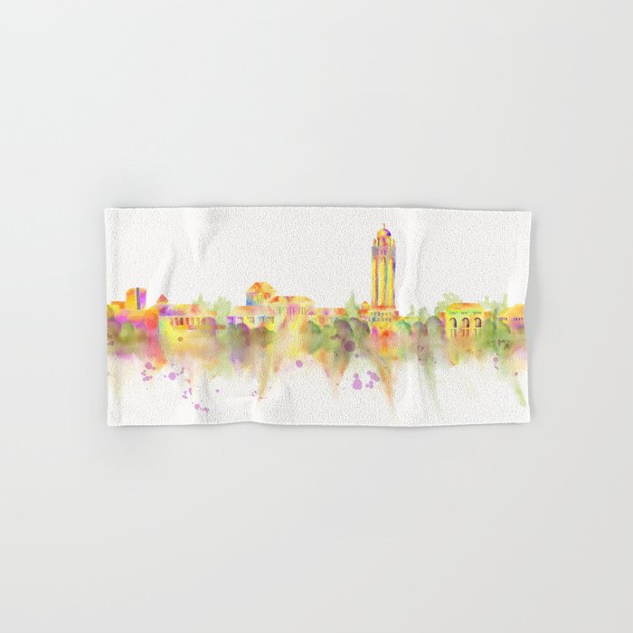 Colorful Stanford California Skyline - University Hand & Bath Towel