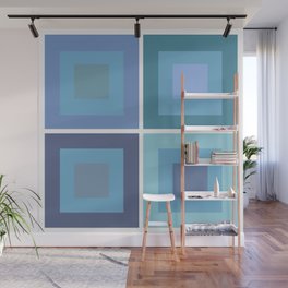 Phoebe - Colorful Minimal Classic Geometric 90s Square Art Design Pattern in Blue  Wall Mural