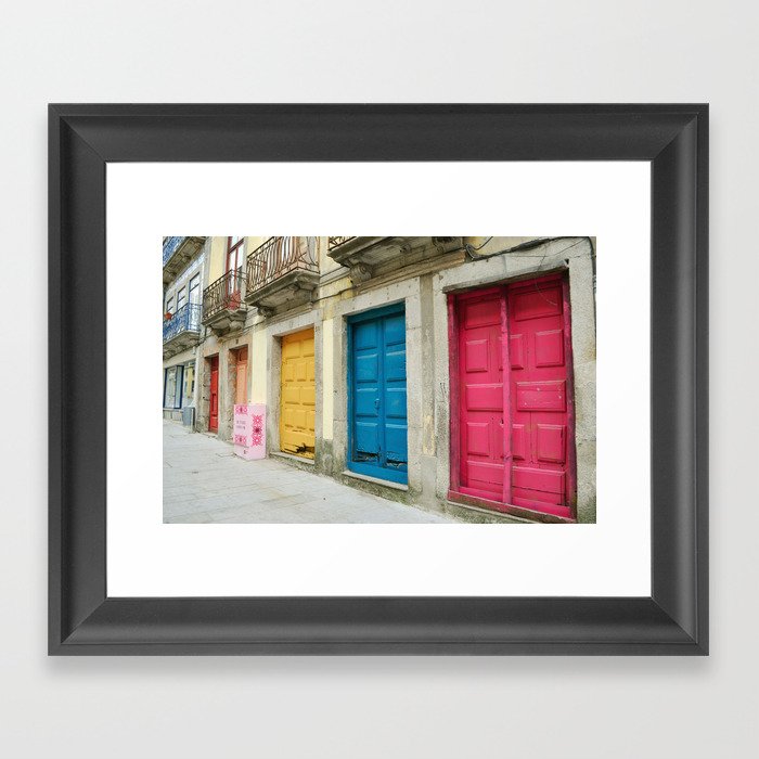 Colorful doors in Porto, Portugal Framed Art Print
