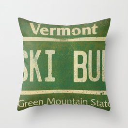 Vermont Ski Bum License Plate Throw Pillow