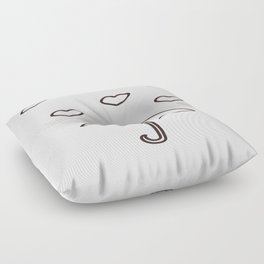 Minimal Designs: Heart and Umbrella Line Art Floor Pillow