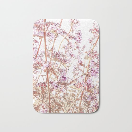 Soft Pink Wild Summer Flowers Bath Mat