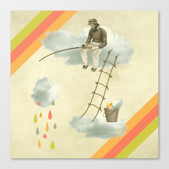 The fisherman who was cleaning the sky from the clouds Canvas Print