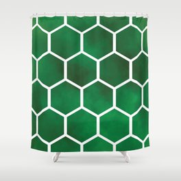 Bright and Dark Green Watercolor Honeycomb Pattern Shower Curtain