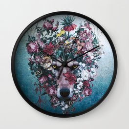 Flower Wolf II Wall Clock