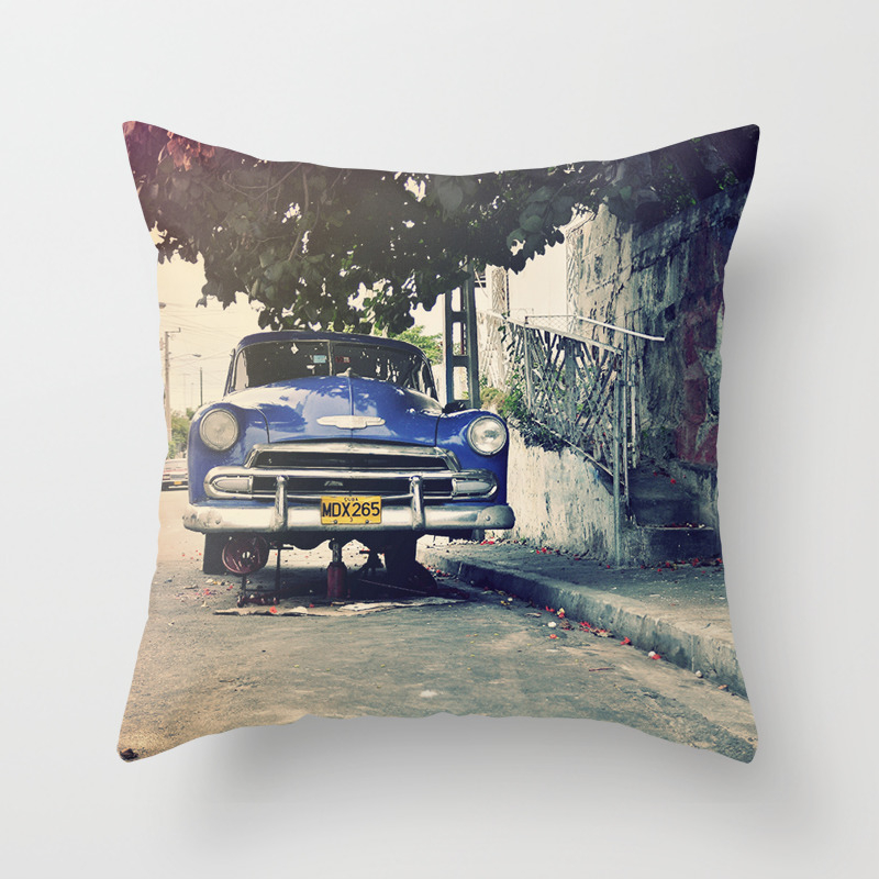 Cuba Vintage Car Throw Pillow by 