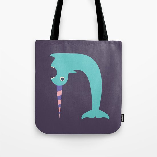 Letter N // Animal Alphabet // Narwhal Monogram Tote Bag