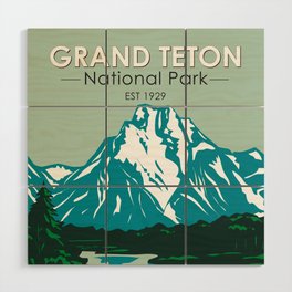 Grand Teton Jackson Hole Valley National Park Wyoming Vintage Wood Wall Art