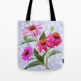 Echinacea Bouquet on Blue Tote Bag